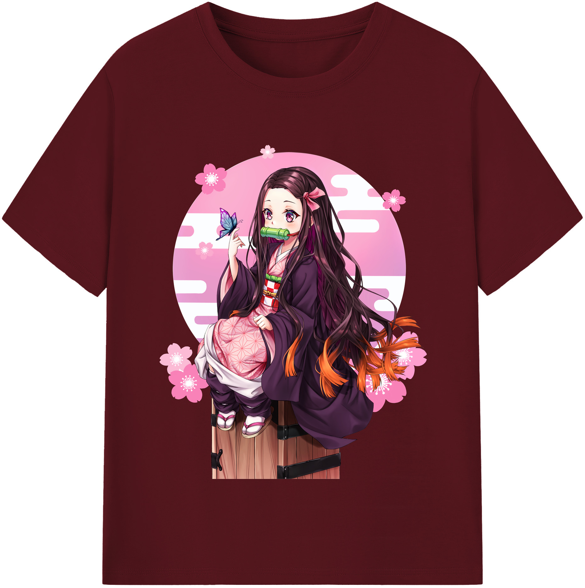 （画像用） 鬼滅の刃（きめつのやいば）竈門 禰󠄀豆子／かまど ねずこ Kamado Nezuko 綿100％半袖Tシャツ（フロントプリント）